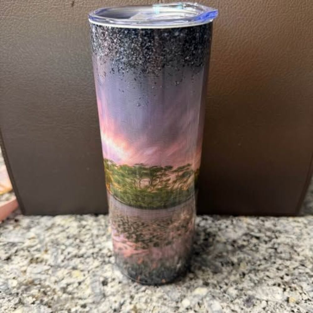 Sunset Landscape Skinny Tumbler with Lid